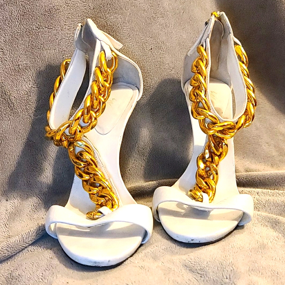 Giuseppe Zanotti gold chain heels